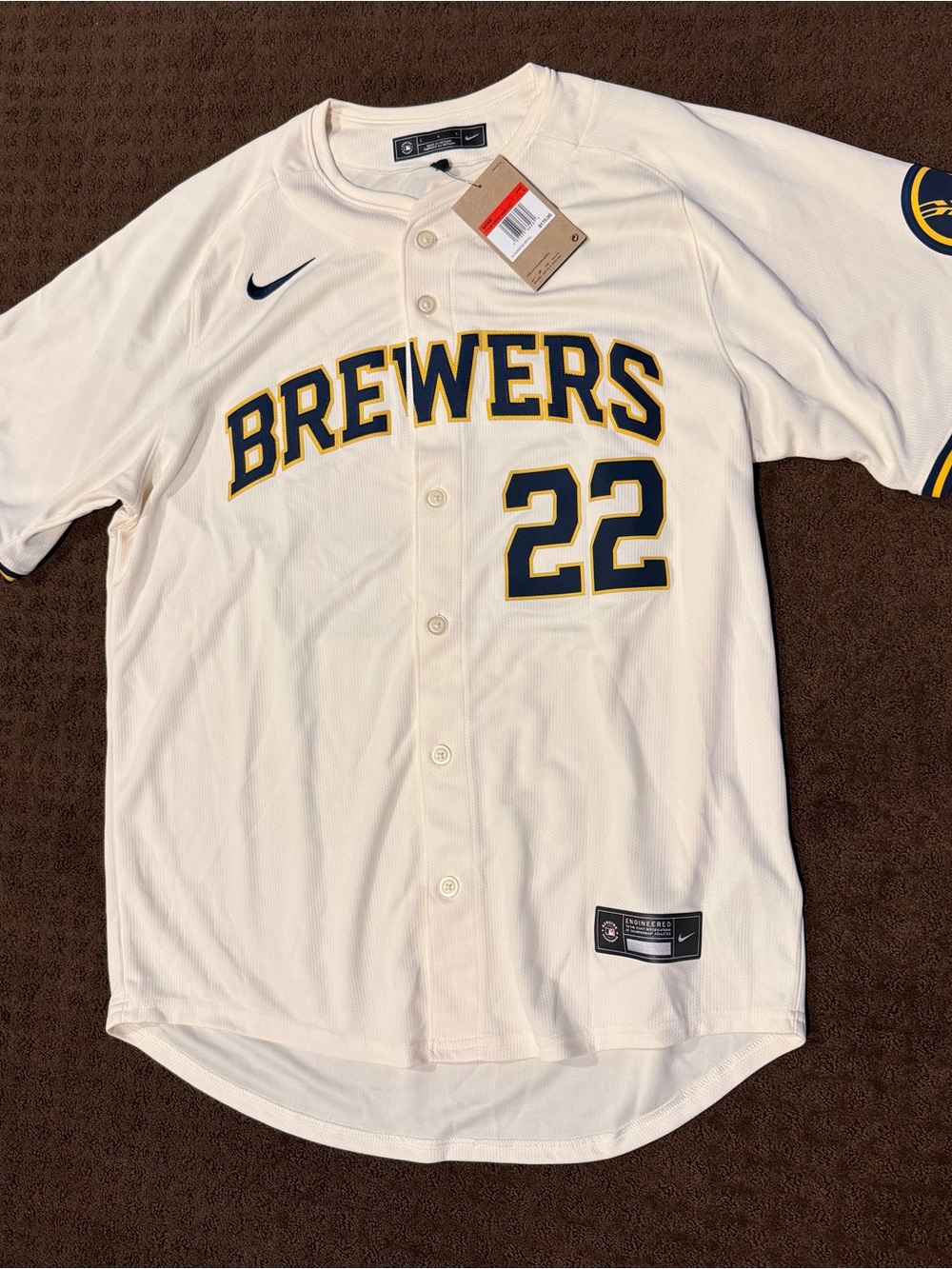 Men’s Milwaukee Brewers Christian Yelich Nike Cream Home Limited Player Jersey